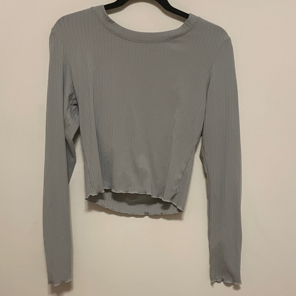 Chic Long Sleeve Women's Top in Gray